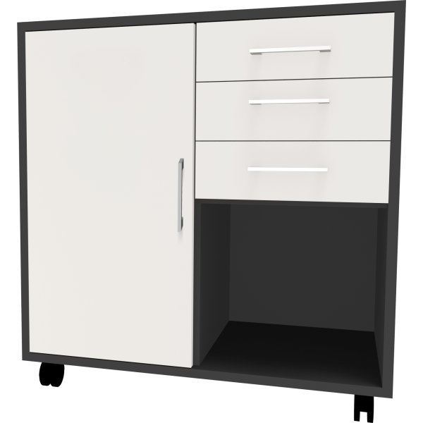 Stay skab m/ 4 rum, 1 låge og 3 skuffer, uden lås