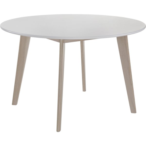 Copenhagen kantinebord, Ø120 cm. Hvid/Eg whitewash