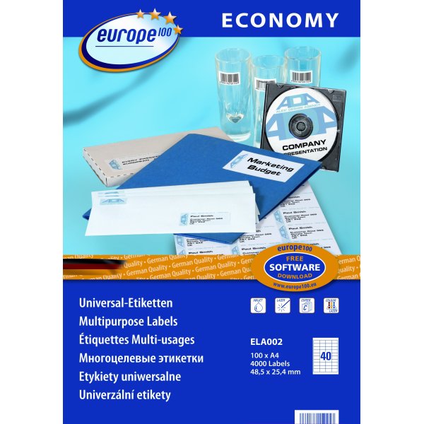 Europe E100 Etiket | 48,5x25,4 mm | 4000 stk.