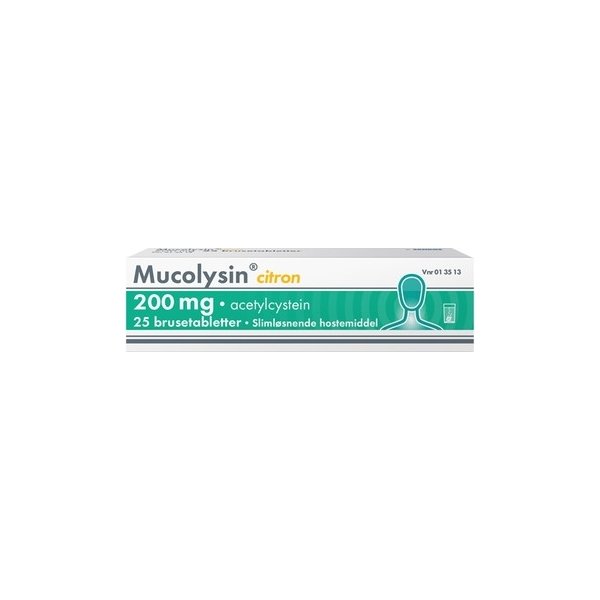 Mucolysin Brusetabletter, 200 mg, 25 stk.