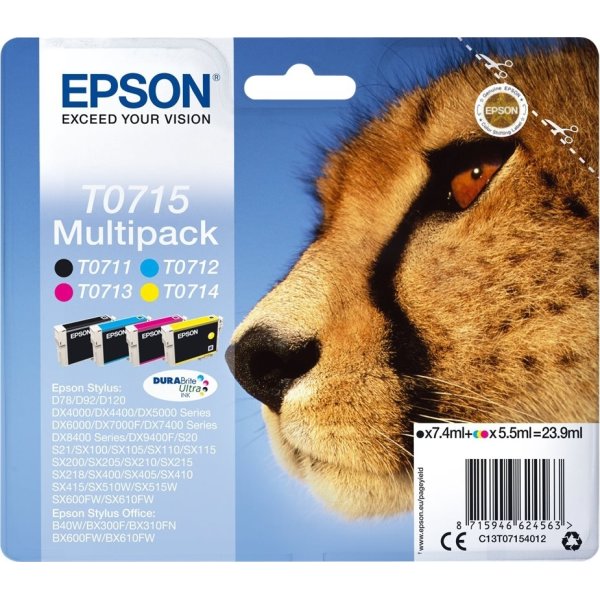 Epson T0715 Multi pack, C13T07154012 blækpatron 