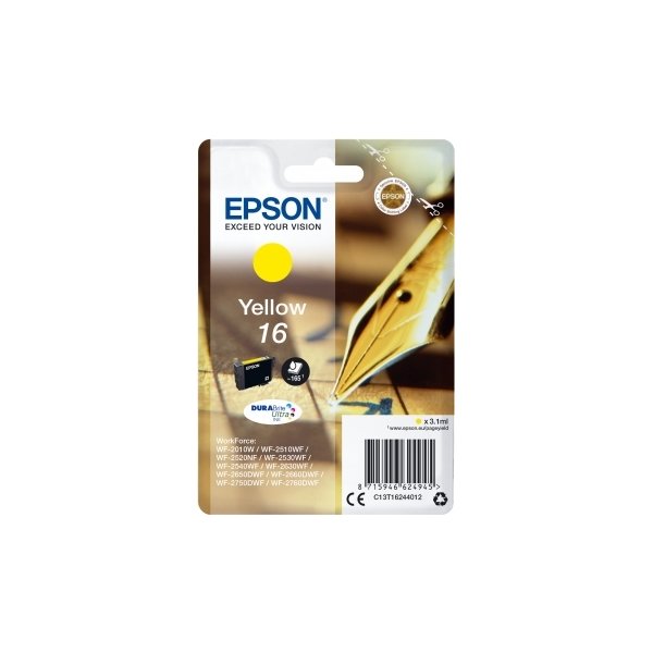 Epson T1624 blækpatron, 165 sider, gul