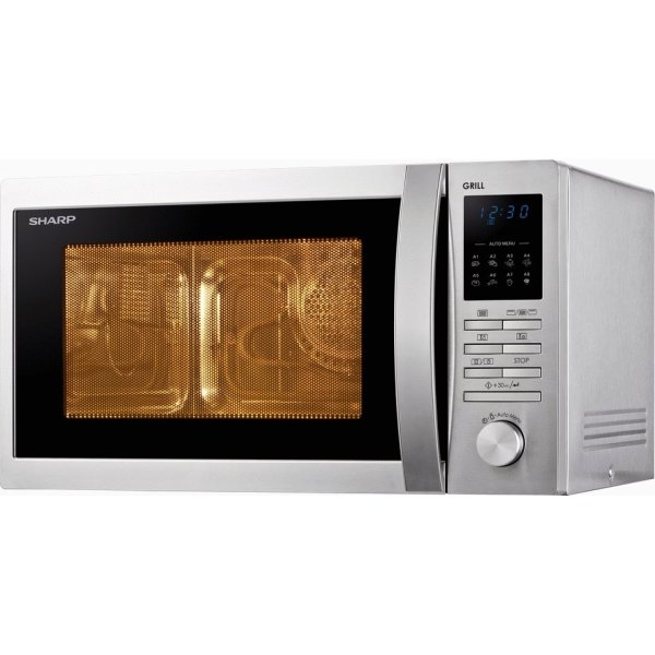 Sharp R722 Mikrobølgeovn m. Grill, Rustfri stål