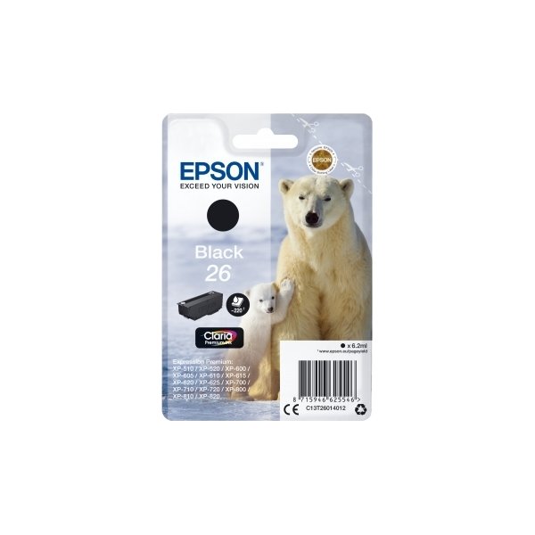 Epson nr.T2601/C13T26014022 blækpatron, sort, 220s