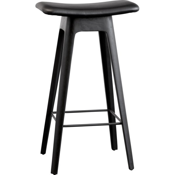 HC1 Barstol, Sort med læder sæde, H 67 cm