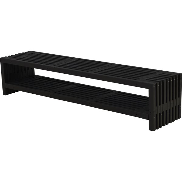 Plus Trallebænk m. hylde, Sort, L 218 cm
