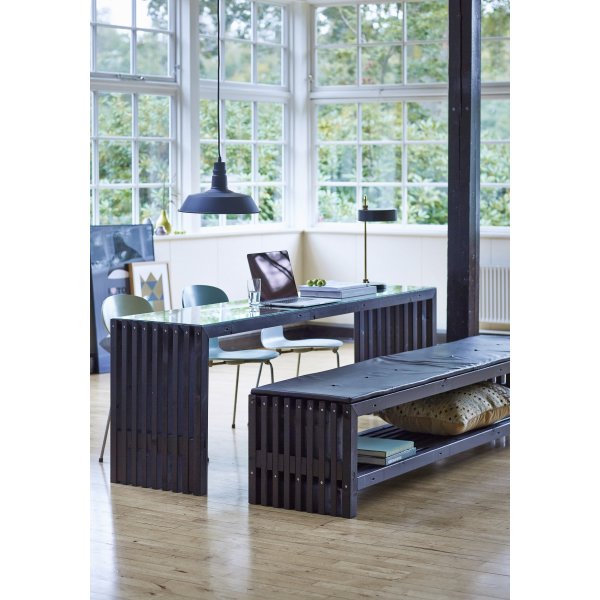 Plus Trallebænk m. hylde, Sort, L 218 cm
