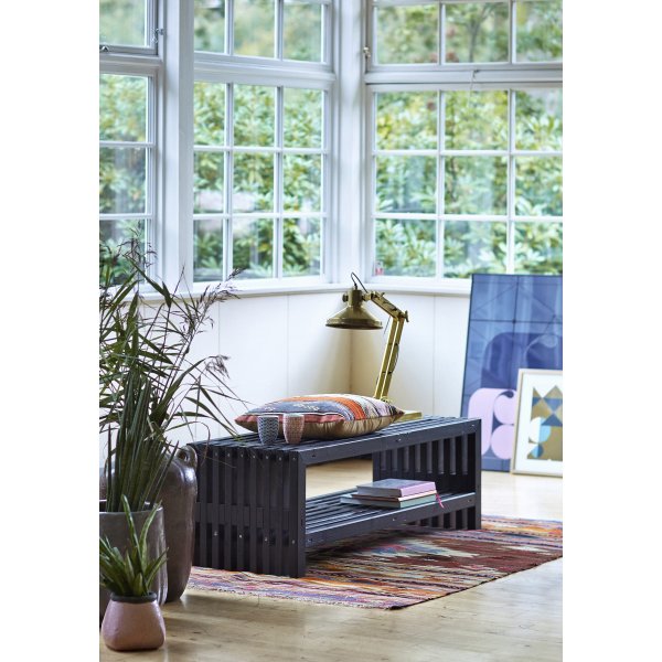 Plus Trallebænk m. hylde, Sort, L 138 cm