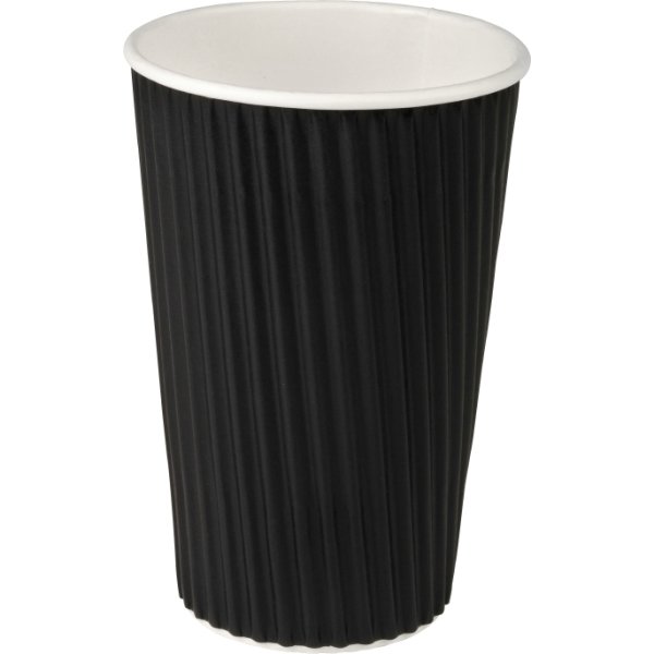Kaffebæger 48 cl, pap med PE belægning, sort