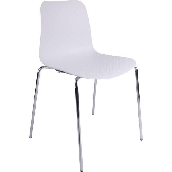 Kantinestol model NET, hvid/krom
