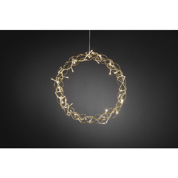 Lyskrans, 45 LED lys, Ø45 cm, guld