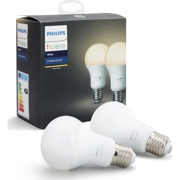 Philips HUE 9W A60 E27 dobbeltpakke, hvid