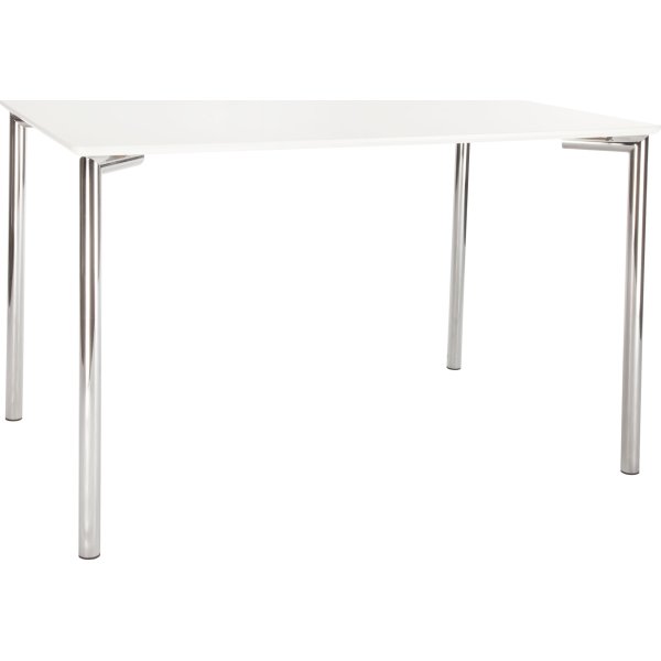 Square kantinebord 120x80 cm. hvid melamin/krom