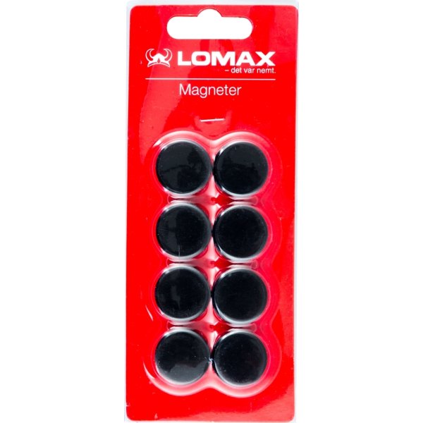 Lomax runde whiteboard magneter, 8 stk, 2 cm, sort