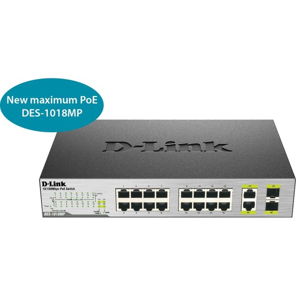 D-Link DES-10 18MP switch, 18 ports 10/100 (PoE)