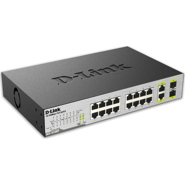 D-Link DES-10 18MP switch, 18 ports 10/100 (PoE)