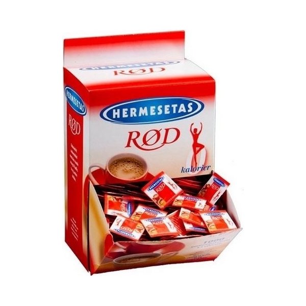 Hermesetas Rød Sødetabletter i display, 1000 x 2pk