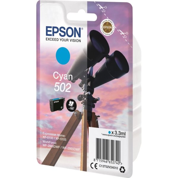 Epson T502 blækpatron cyan, 3.3ml