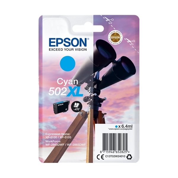 Epson T502 XL blækpatron cyan, 9.2ml 