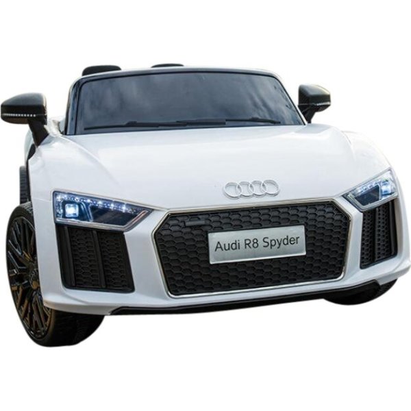 El-drevet Audi R8 Spyder mini-bil, hvid