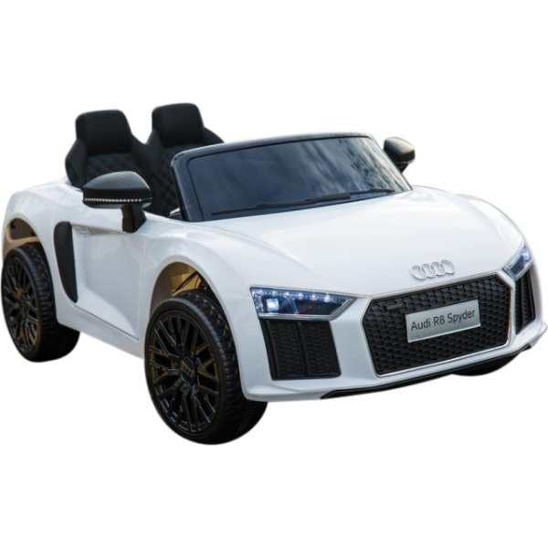 El-drevet Audi R8 Spyder mini-bil, hvid