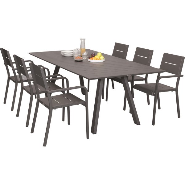 Outdoor Havemøbelsæt i aluminium, 6 pers.