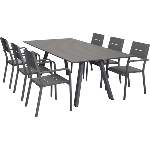 Outdoor Havemøbelsæt i aluminium, 6 pers.
