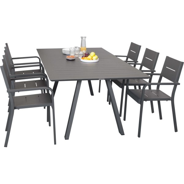 Outdoor Havemøbelsæt i aluminium, 6 pers.