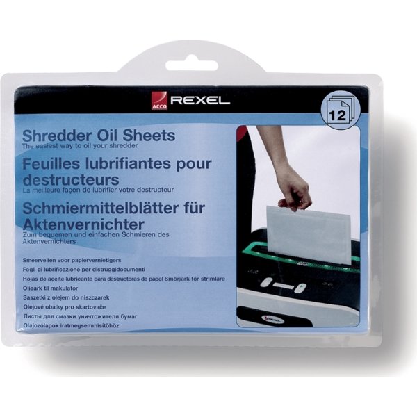 Rexel 2101948 olieret ark til makulator, 12 stk