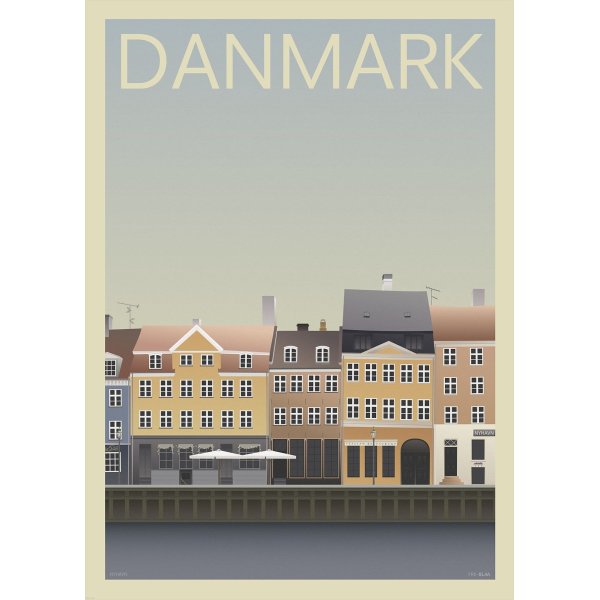 Danmark Nyhavn, 50x70 cm, inkl. sort ramme