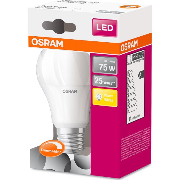 Osram LED Standardpære E27, 10W=75W, dæmpbar