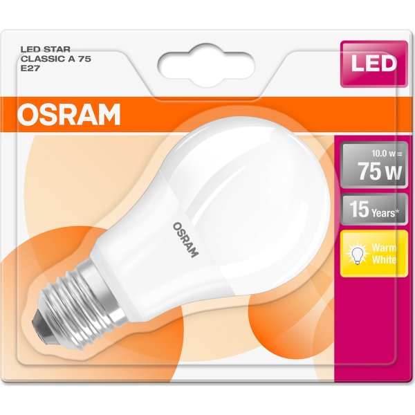 Osram LED Standardpære E27, 9W=75W
