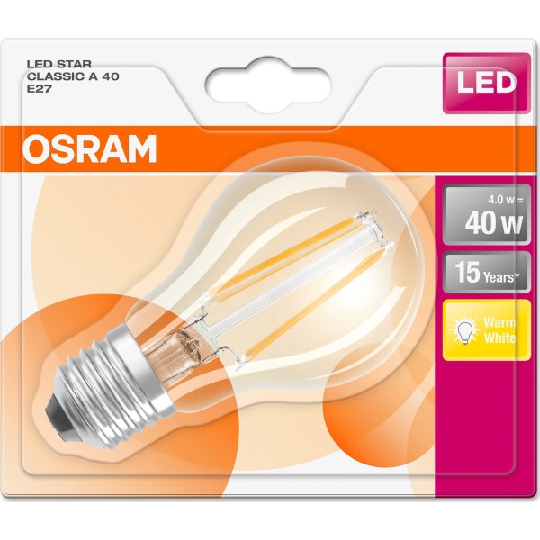 Osram Retro LED Standardpære klar E27, 4W=40W
