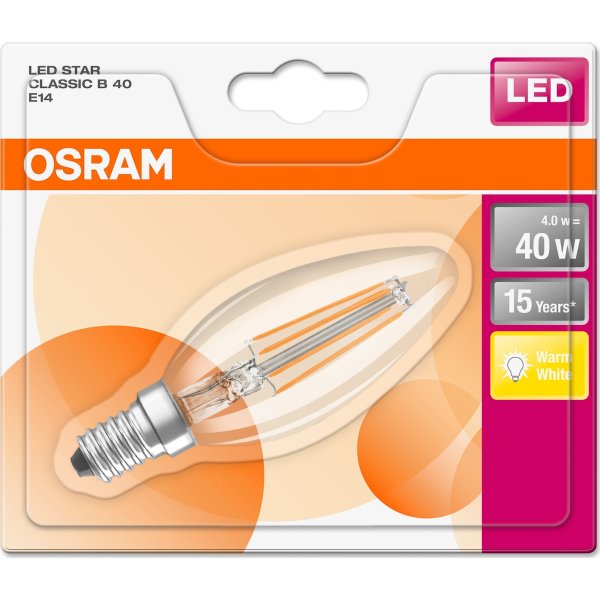 Osram Retro LED Kertepære klar E14, 4W=40W