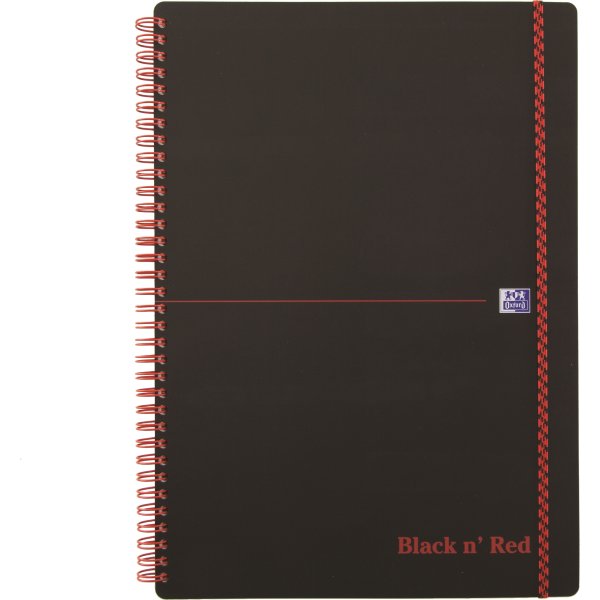 Oxford Black n'Red Spiralbog | A4 | Kvadreret