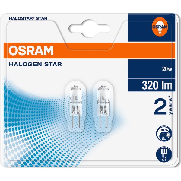 Osram Halogen Specialpære G4, 20W 2-pak