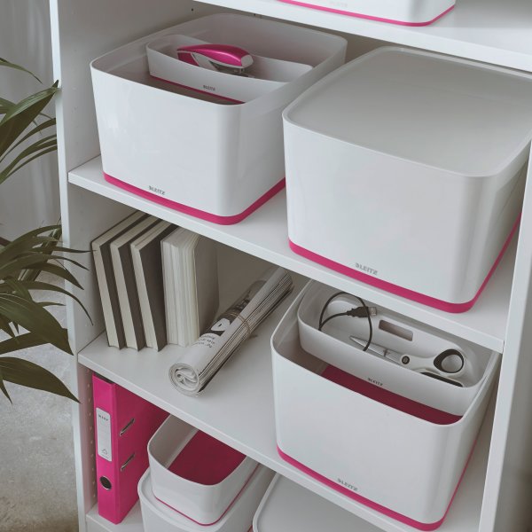 Leitz MyBox Opbevaringsboks Large, hvid/pink