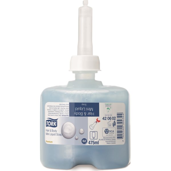 Tork S2 Premium Sæbe, Hår & Krop, 0,5 L