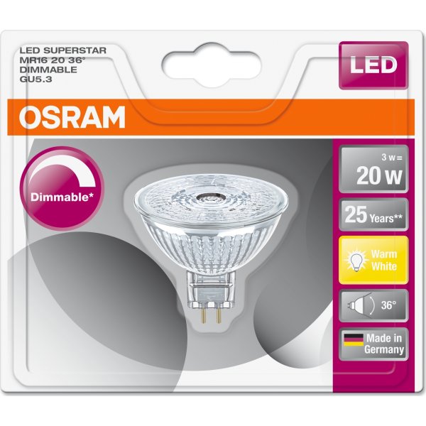 Osram LED Spotpære GU5.3, 7,8W = 50W, dæmpbar