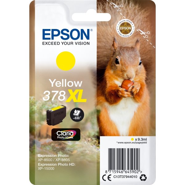 Epson T378 XL blækpatron, gul