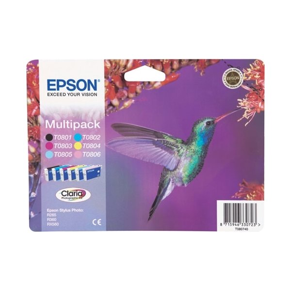Epson T0807 blækpatroner, multipak, blister