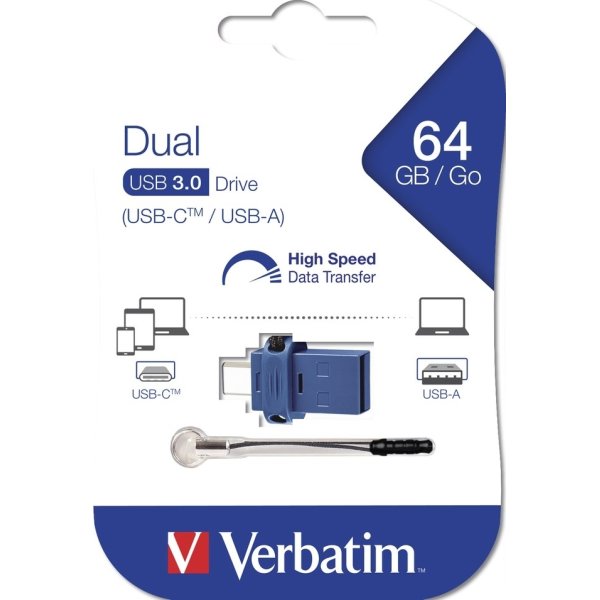Verbatim Dual Drive USB/USB-C 64GB, sort