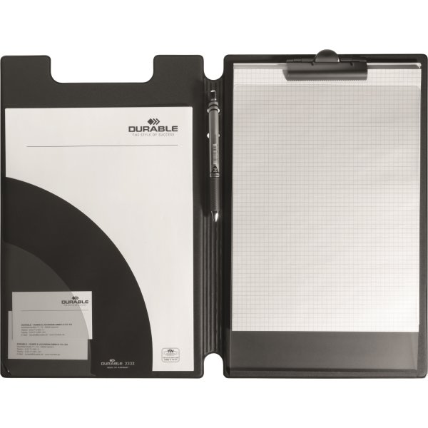Durable Clipboard | A4+ | Med omslag | Sort