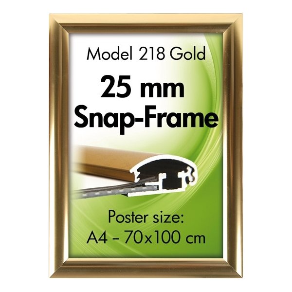 Alu Plakatramme, Snap-frame, 70x100 cm, Blank guld