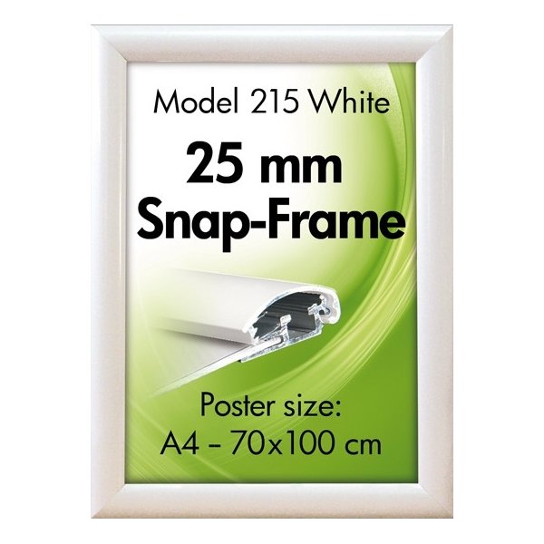 Alu Plakatramme, Snap-frame, 50 x 70 cm, Hvid