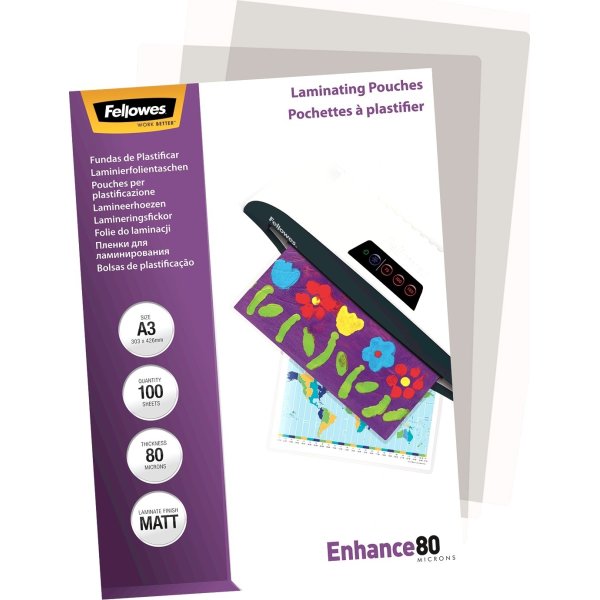 Fellowes Enhance 80 mic A3 lamineringslomme, mat