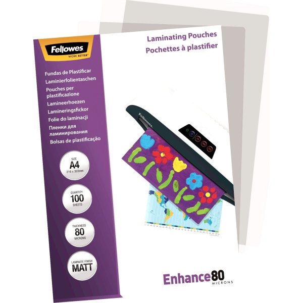 Fellowes Enhance 80 mic A4 Lamineringslomme, mat