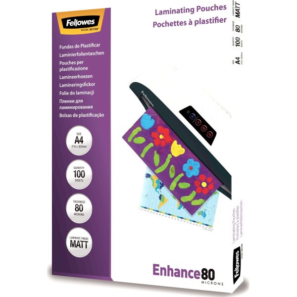 Fellowes Enhance 80 mic A4 Lamineringslomme, mat