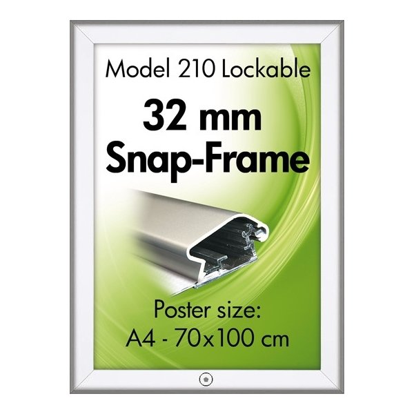 Alu Plakatramme m/ Lås, Snap-frame, 50x70, Sølv