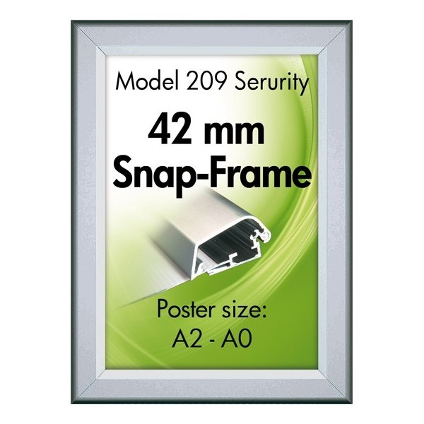 Alu Plakatramme, Security Snap-frame, A1, Sølv